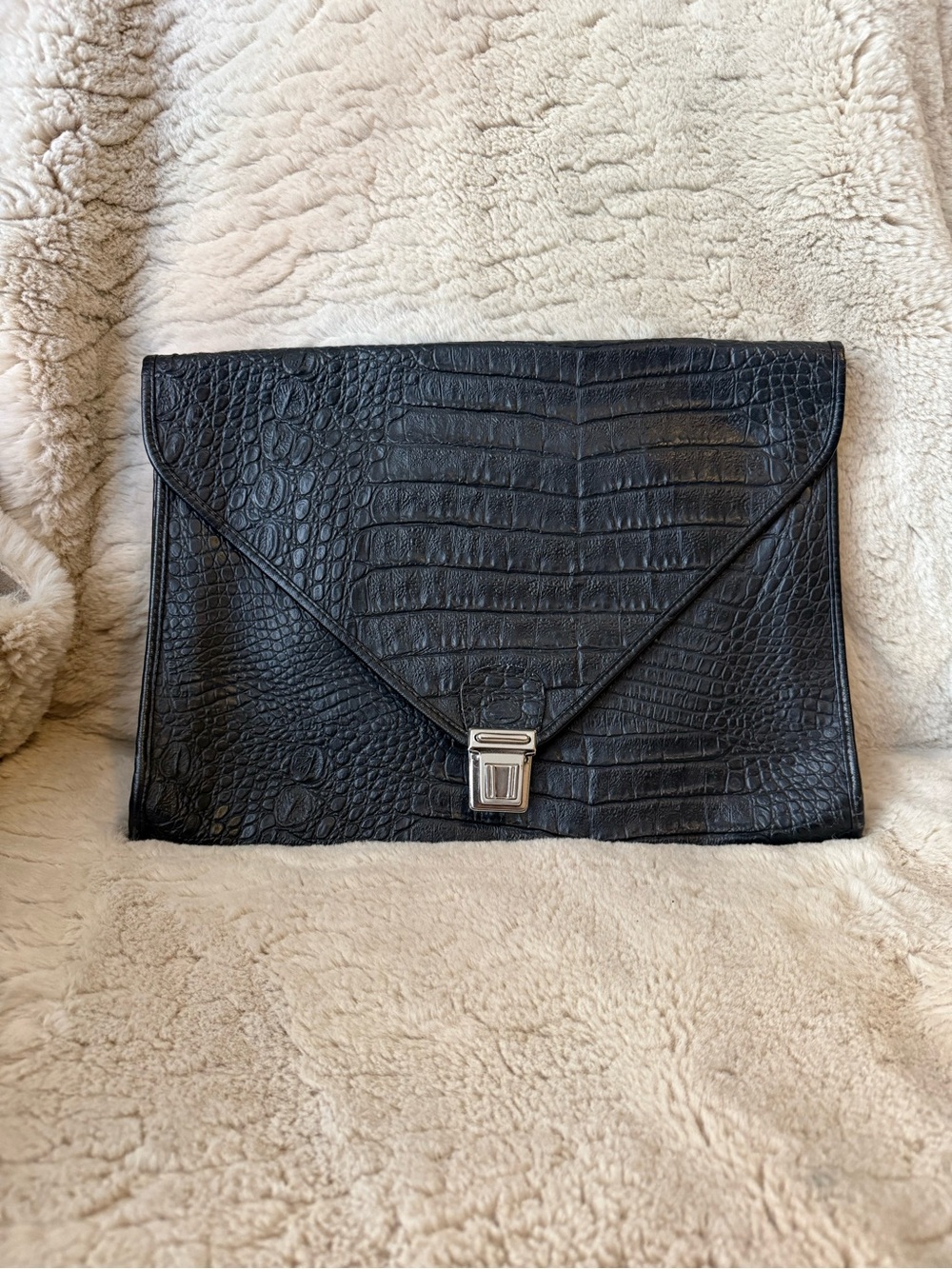 Vintage Cabrelli Canada Black Croc Embossed Clutch